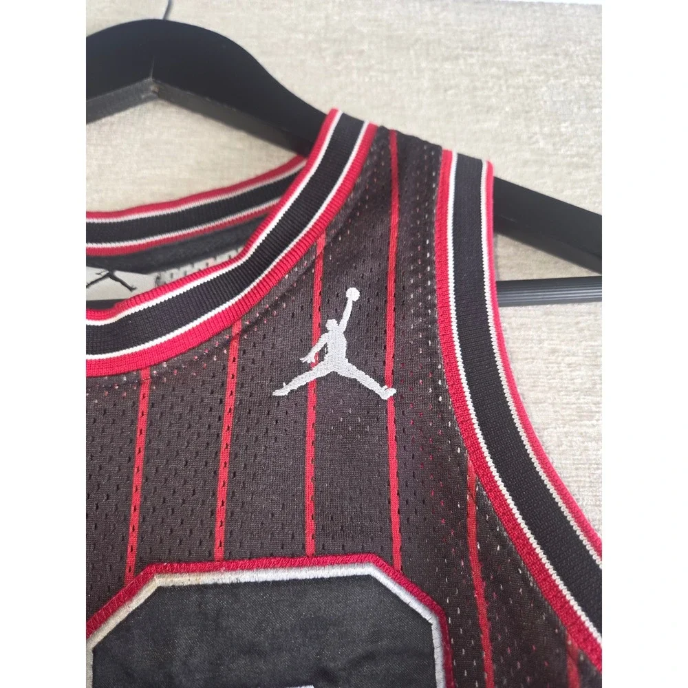 Vintage Jordan Brand #23 Pinstripe Basketball Jersey Black Red Size Youth Small